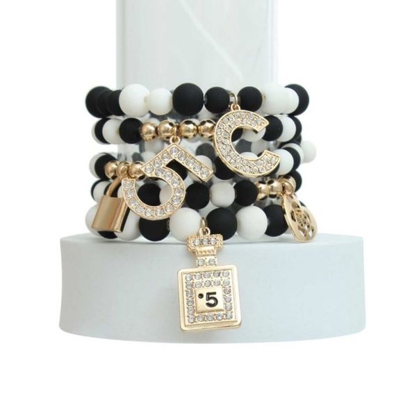 FOUR LEFT Matte Black and White Boutique Charm Bracelets - Picture 2 of 2